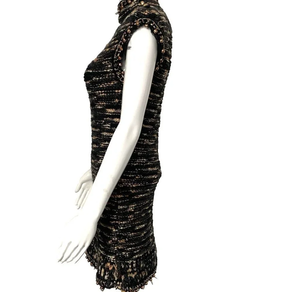 RARE Vintage Pre Fall 2004 CHANEL 04A Knit FR-36/38 Beaded Wool Sweater Dress
